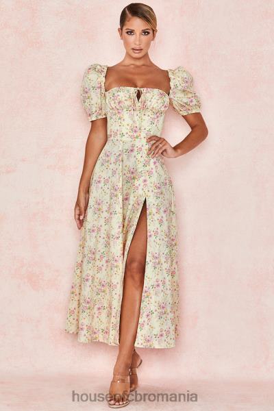 îmbrăcăminte House of CB rochie de soare midi tallulah lemon floral cu mâneci bufante X4F68617