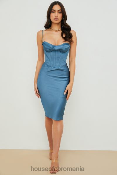 îmbrăcăminte House of CB rochie midi Myrna Aegean Blue corset X4F68558