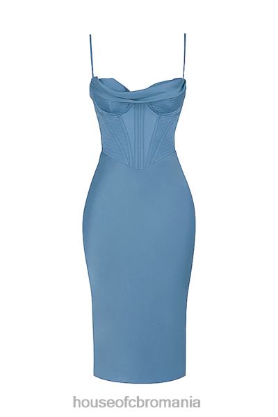 îmbrăcăminte House of CB rochie midi Myrna Aegean Blue corset X4F68558
