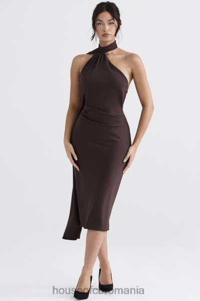 îmbrăcăminte House of CB rochie midi angelina ciocolată cu decolteu X4F68326