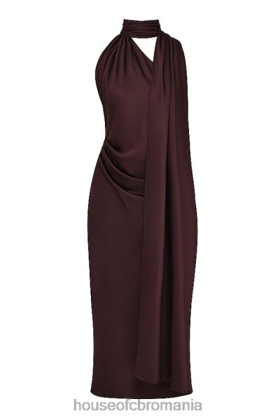 îmbrăcăminte House of CB rochie midi angelina ciocolată cu decolteu X4F68326