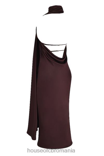 îmbrăcăminte House of CB rochie midi angelina ciocolată cu decolteu X4F68326