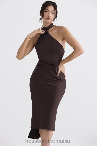 îmbrăcăminte House of CB rochie midi angelina ciocolată cu decolteu X4F68326