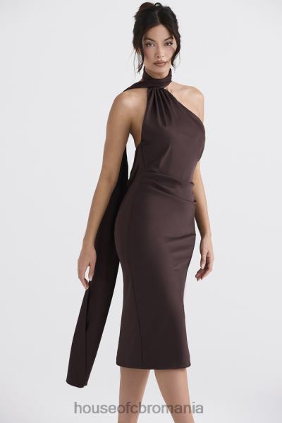 îmbrăcăminte House of CB rochie midi angelina ciocolată cu decolteu X4F68326