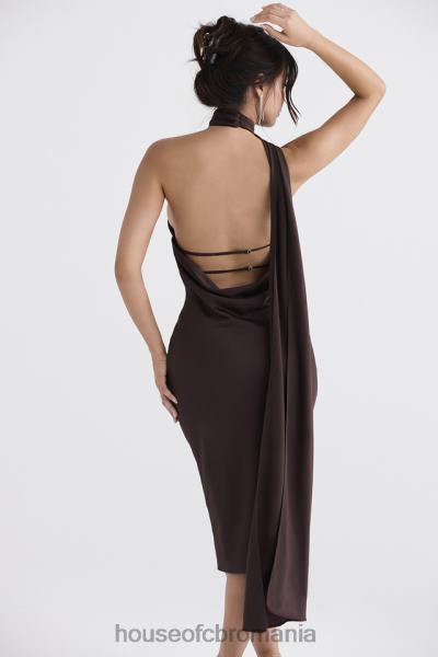îmbrăcăminte House of CB rochie midi angelina ciocolată cu decolteu X4F68326
