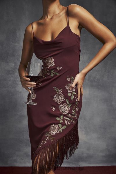 îmbrăcăminte House of CB rochie midi brodata vin eloisa X4F68361