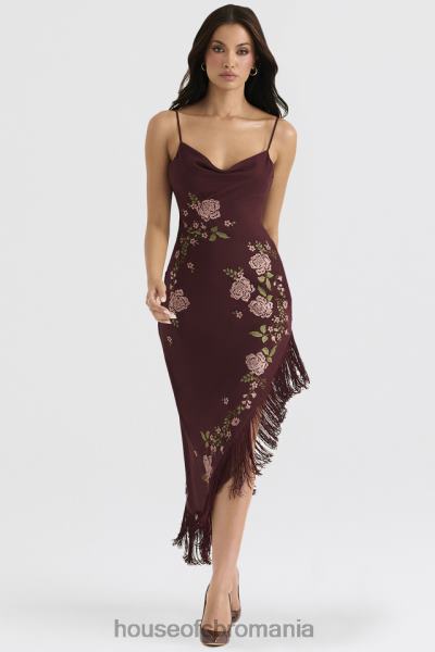 îmbrăcăminte House of CB rochie midi brodata vin eloisa X4F68361