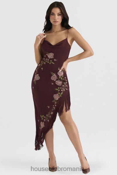 îmbrăcăminte House of CB rochie midi brodata vin eloisa X4F68361