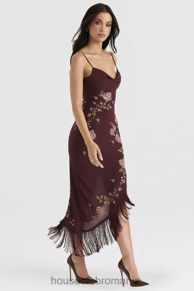 îmbrăcăminte House of CB rochie midi brodata vin eloisa X4F68361