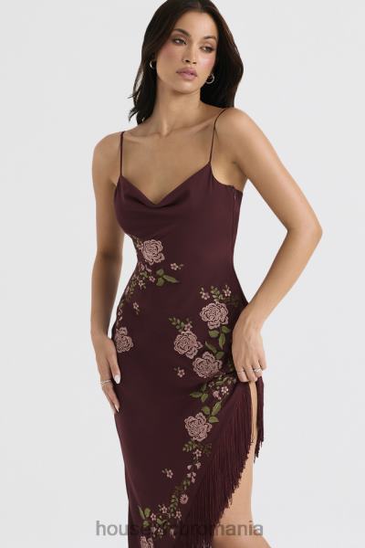 îmbrăcăminte House of CB rochie midi brodata vin eloisa X4F68361