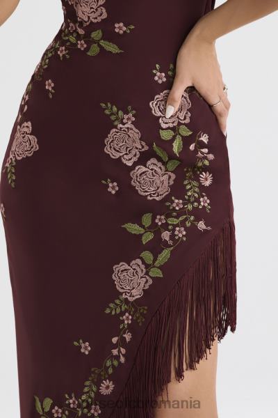 îmbrăcăminte House of CB rochie midi brodata vin eloisa X4F68361