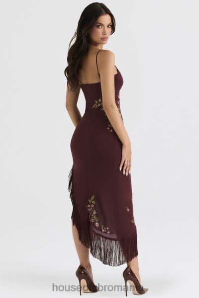 îmbrăcăminte House of CB rochie midi brodata vin eloisa X4F68361