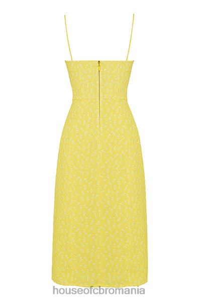 îmbrăcăminte House of CB rochie midi bustieră cu flori galbene carina X4F68554