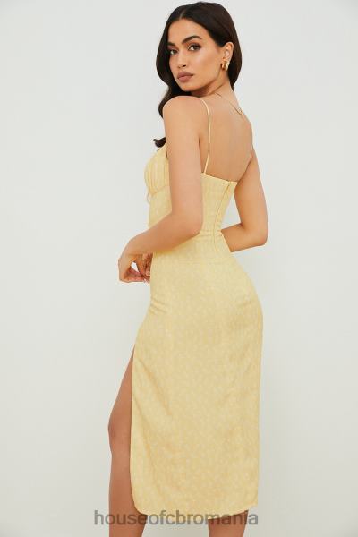 îmbrăcăminte House of CB rochie midi bustieră cu flori galbene carina X4F68554