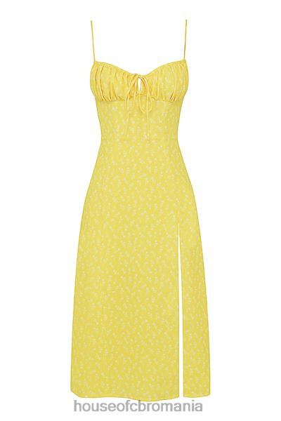 îmbrăcăminte House of CB rochie midi bustieră cu flori galbene carina X4F68554