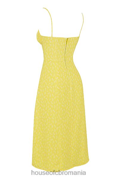 îmbrăcăminte House of CB rochie midi bustieră cu flori galbene carina X4F68554