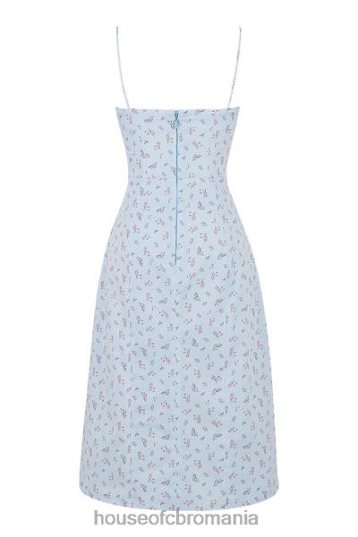 îmbrăcăminte House of CB rochie midi bustieră florală albastră carina X4F68573