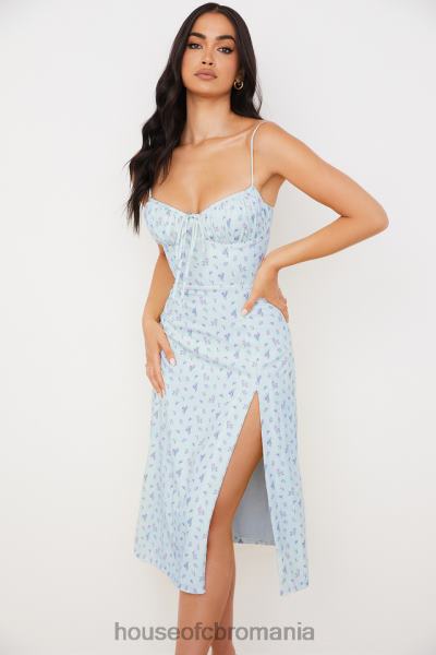 îmbrăcăminte House of CB rochie midi bustieră florală albastră carina X4F68573