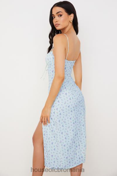 îmbrăcăminte House of CB rochie midi bustieră florală albastră carina X4F68573