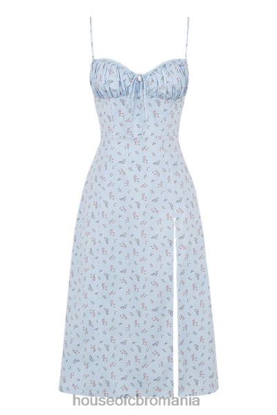 îmbrăcăminte House of CB rochie midi bustieră florală albastră carina X4F68573