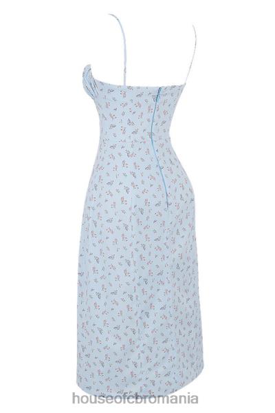 îmbrăcăminte House of CB rochie midi bustieră florală albastră carina X4F68573