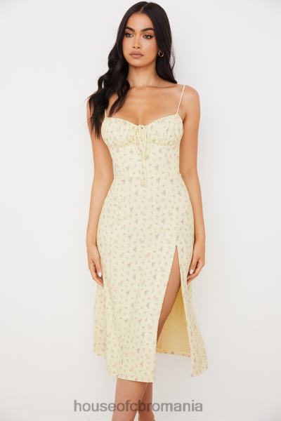 îmbrăcăminte House of CB rochie midi bustieră florală carina lemon X4F68564