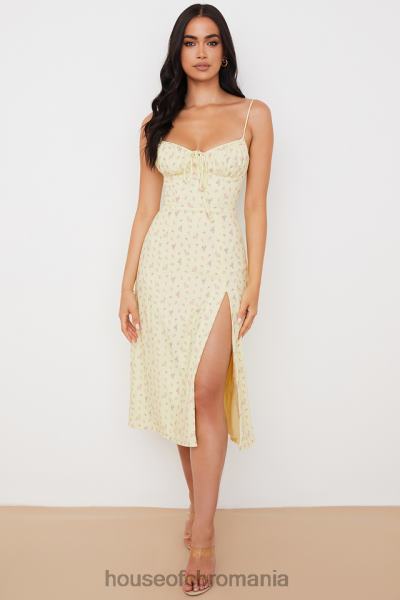 îmbrăcăminte House of CB rochie midi bustieră florală carina lemon X4F68564