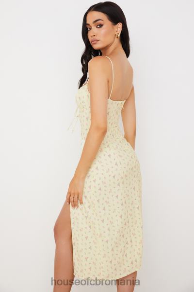 îmbrăcăminte House of CB rochie midi bustieră florală carina lemon X4F68564