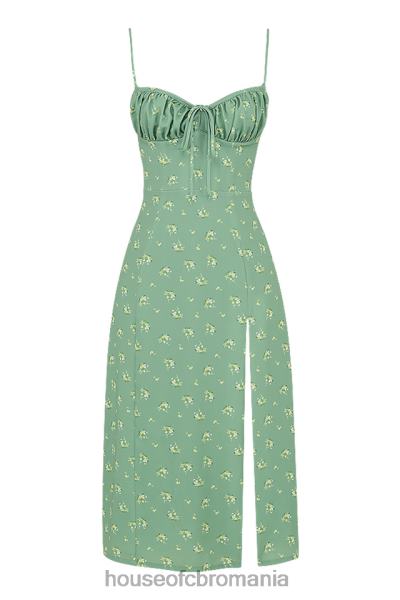 îmbrăcăminte House of CB rochie midi bustieră florală carina olive X4F68557