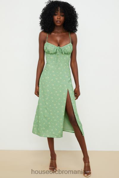 îmbrăcăminte House of CB rochie midi bustieră florală carina olive X4F68557