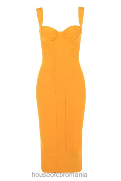 îmbrăcăminte House of CB rochie midi charlene tangerine bandage X4F68467