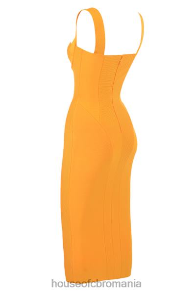 îmbrăcăminte House of CB rochie midi charlene tangerine bandage X4F68467