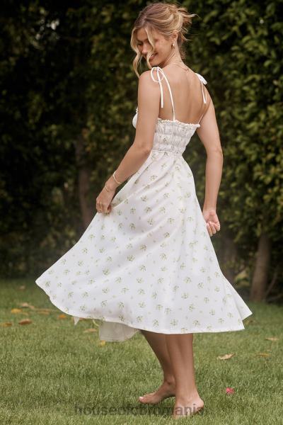 îmbrăcăminte House of CB rochie midi christabel ivory cu încrețituri florale X4F68555