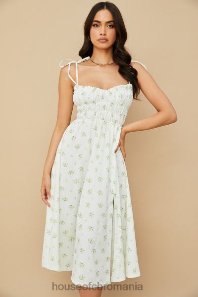 îmbrăcăminte House of CB rochie midi christabel ivory cu încrețituri florale X4F68555