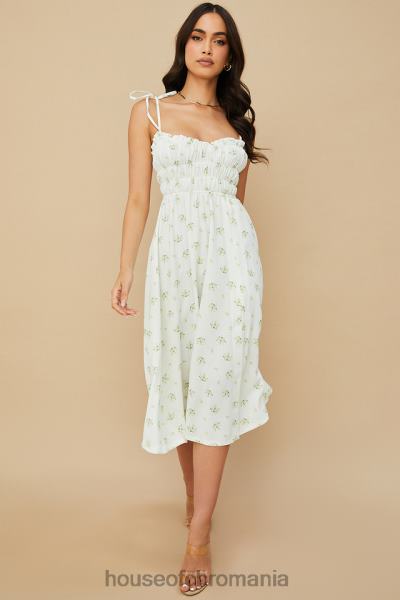 îmbrăcăminte House of CB rochie midi christabel ivory cu încrețituri florale X4F68555