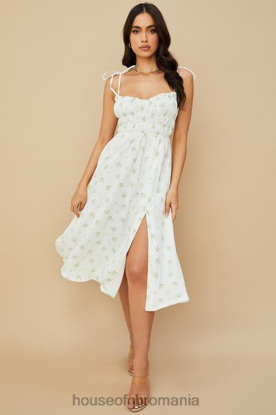 îmbrăcăminte House of CB rochie midi christabel ivory cu încrețituri florale X4F68555