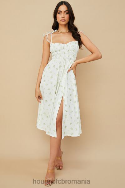 îmbrăcăminte House of CB rochie midi christabel ivory cu încrețituri florale X4F68555