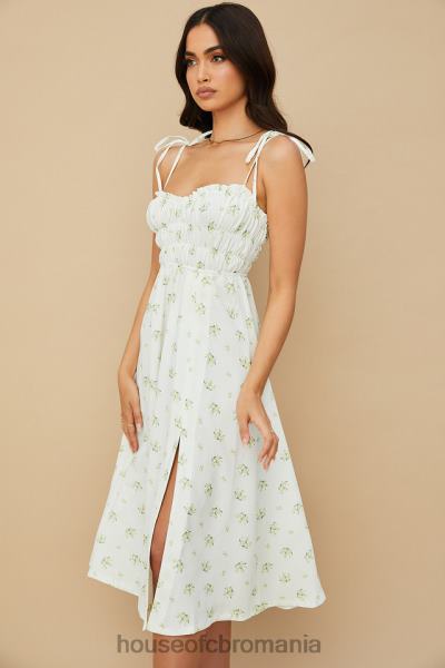 îmbrăcăminte House of CB rochie midi christabel ivory cu încrețituri florale X4F68555