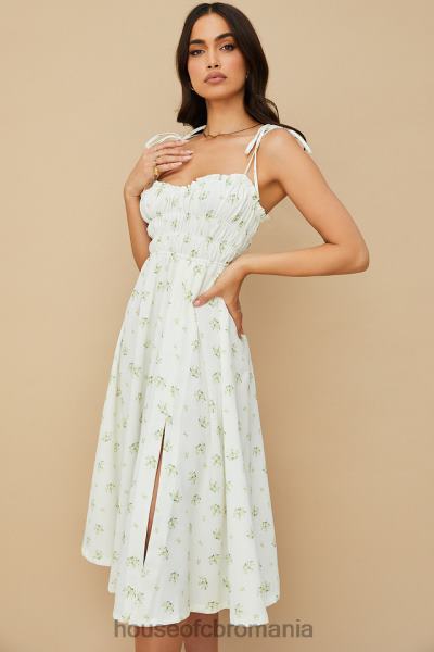 îmbrăcăminte House of CB rochie midi christabel ivory cu încrețituri florale X4F68555
