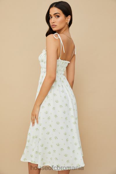 îmbrăcăminte House of CB rochie midi christabel ivory cu încrețituri florale X4F68555
