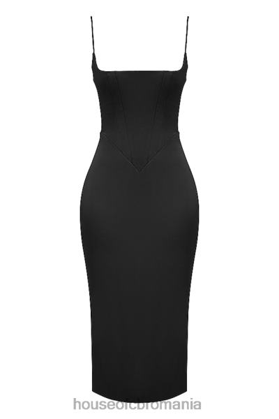 îmbrăcăminte House of CB rochie midi corset ascuțit din satin negru anais X4F68489