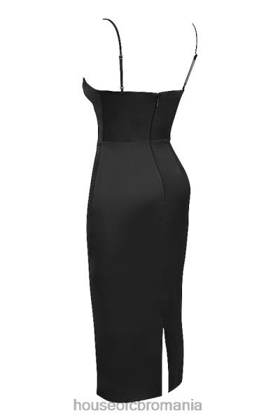 îmbrăcăminte House of CB rochie midi corset ascuțit din satin negru anais X4F68489