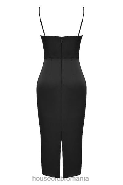 îmbrăcăminte House of CB rochie midi corset ascuțit din satin negru anais X4F68489