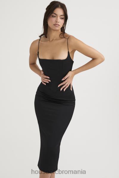 îmbrăcăminte House of CB rochie midi corset ascuțit din satin negru anais X4F68489