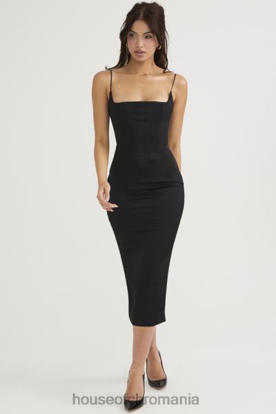 îmbrăcăminte House of CB rochie midi corset ascuțit din satin negru anais X4F68489