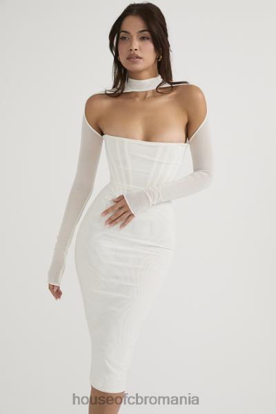 îmbrăcăminte House of CB rochie midi corset din plasă albă milarose X4F68484