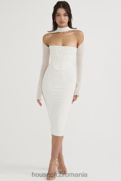 îmbrăcăminte House of CB rochie midi corset din plasă albă milarose X4F68484