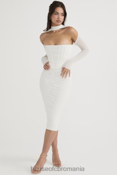 îmbrăcăminte House of CB rochie midi corset din plasă albă milarose X4F68484