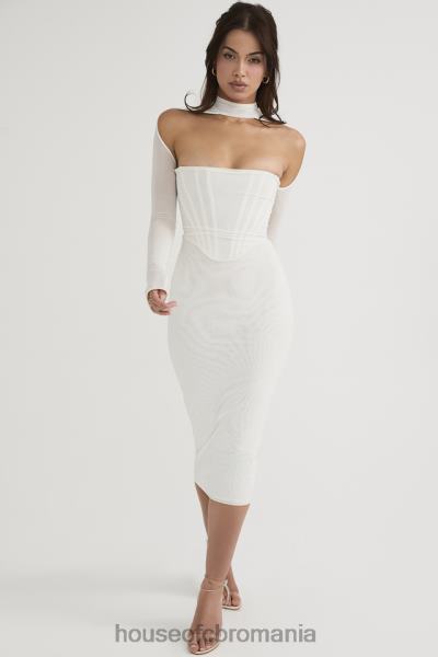 îmbrăcăminte House of CB rochie midi corset din plasă albă milarose X4F68484