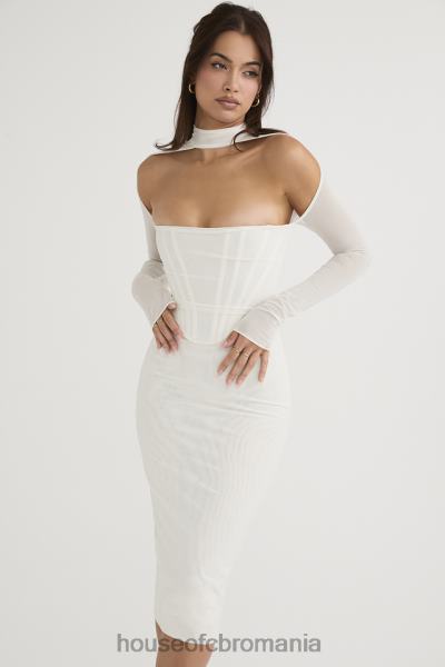îmbrăcăminte House of CB rochie midi corset din plasă albă milarose X4F68484